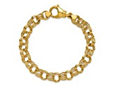 14K Yellow Gold Triple Link 9mm 7.5 Inch Charm Bracelet