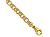 14K Yellow Gold Triple Link 9mm 7.5 Inch Charm Bracelet