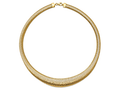 14k Yellow Gold 15.93mm Polished Mesh Woven Graduated Dome 18 Inch Chain