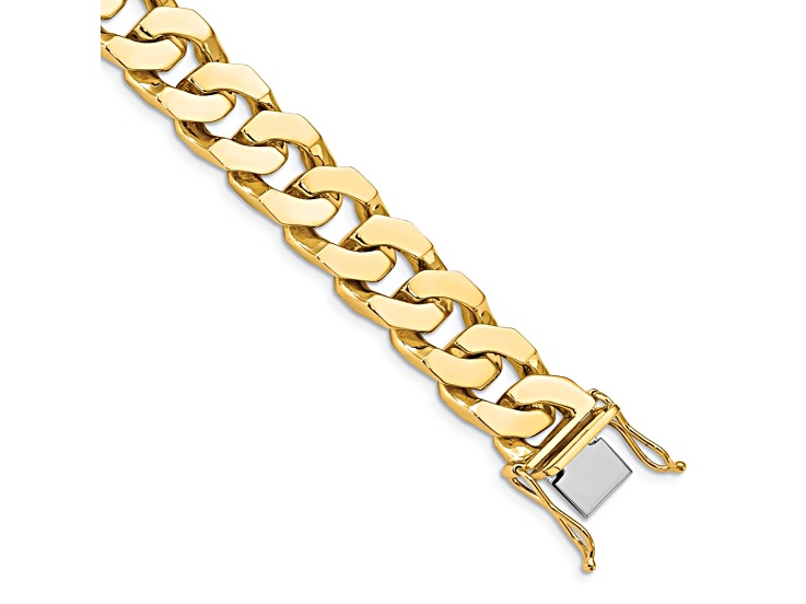 14k Yellow Gold and 14k White Gold 11.6mm Hand-Polished Fancy Link Bracelet