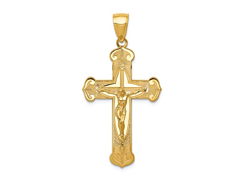 14K Yellow Gold Polished Crucifix Pendant