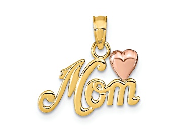 Picture of 14K Two-tone MOM with Heart Pendant