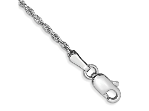 Rhodium Over 14k White Gold 1.3mm Diamond-Cut Rope Link Bracelet