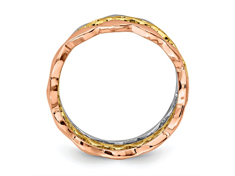 14K Yellow, White and Rose Gold Set of 3 Stackable Rings