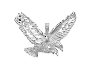 Rhodium Over 14k White Gold Polished, Brushed and Diamond-Cut Eagle Pendant