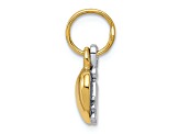 14K Two-tone Polished Moveable Key and Heart Lock Charm