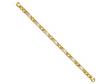14K Yellow and White Gold Polished and Satin 8.5-inch Men's Link Bracelet
