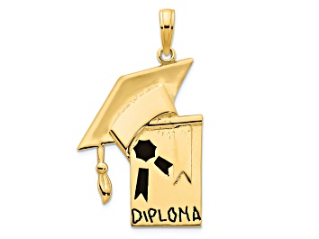 Picture of 14K Yellow Gold Epoxy Graduation Cap and Diploma Pendant