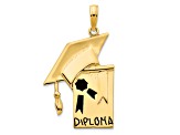 14K Yellow Gold Epoxy Graduation Cap and Diploma Pendant