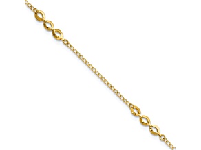 14K Yellow Gold Polished Station 9-inch Plus 1-inch Extension Anklet