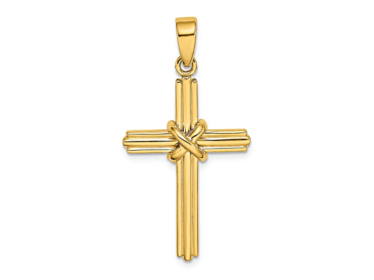 14K Yellow Gold Polished X Center Cross Charm Pendant