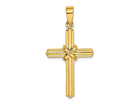 14K Yellow Gold Polished X Center Cross Charm Pendant