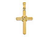 14K Yellow Gold Polished X Center Cross Charm Pendant