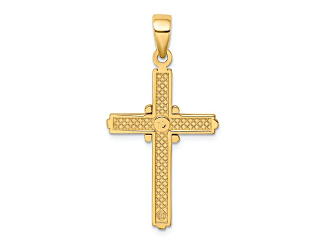 14K Yellow Gold Polished X Center Cross Charm Pendant