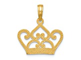14k Yellow Gold Polished and Textured Fancy Crown Charm