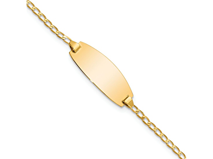 14k Yellow Gold Polished Oval Curb link ID Bracelet