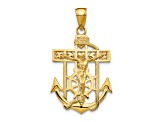 14K Yellow Gold Polished Textured Mini Mariners Crucifix Pendant