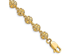 14k Yellow Gold Polished and Textured Mini Sand Dollar Bracelet