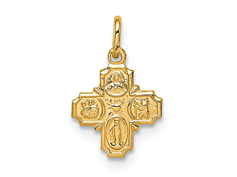 14K Yellow Gold Solid Polished Tiny 4-Way Medal Pendant