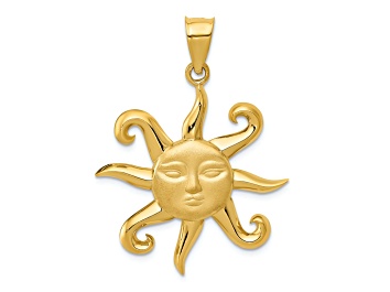 Picture of 14k Yellow Gold Satin and Polished Sun Pendant