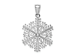 Rhodium Over 14k White Gold Polished Snowflake Pendant