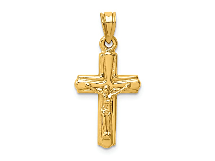 14K Yellow Gold Reversible Crucifix Pendant