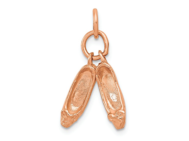 14k Rose Gold 3D Polished and Textured Moveable Ballet Slippers Charm