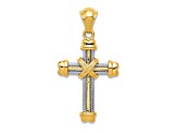 14k Yellow Gold and 14k White Gold Textured Cross Pendant
