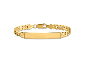 10k Yellow Gold Flat Curb Link ID Bracelet