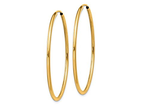 14k Yellow Gold Polished 1 1/2" Round Endless Hoop Earrings