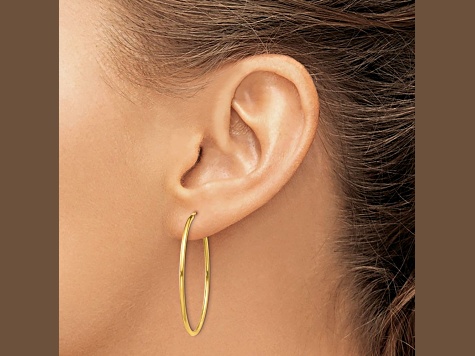 14k Yellow Gold Polished 1 1/2" Round Endless Hoop Earrings