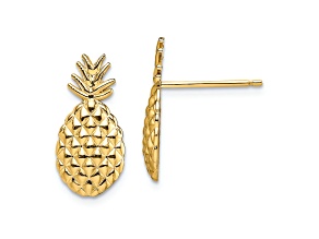 14K Yellow Gold Textured Pineapple Stud Earrings