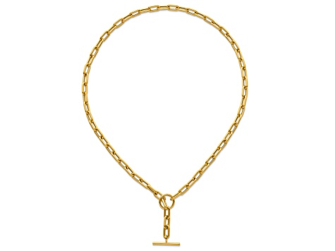 14K Yellow Gold Paperclip 18-inch Toggle Necklace