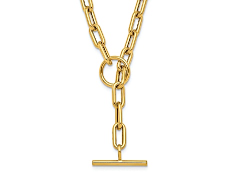 14K Yellow Gold Paperclip 18-inch Toggle Necklace