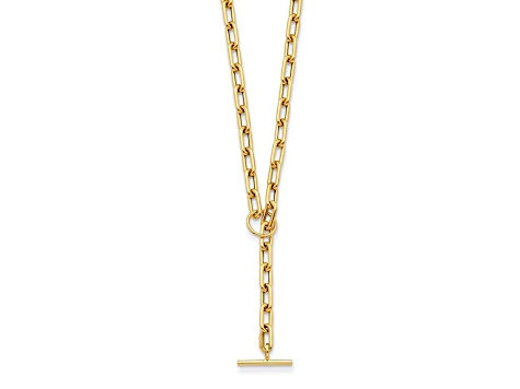 14K Yellow Gold Paperclip Y-drop 20-inch Toggle Necklace