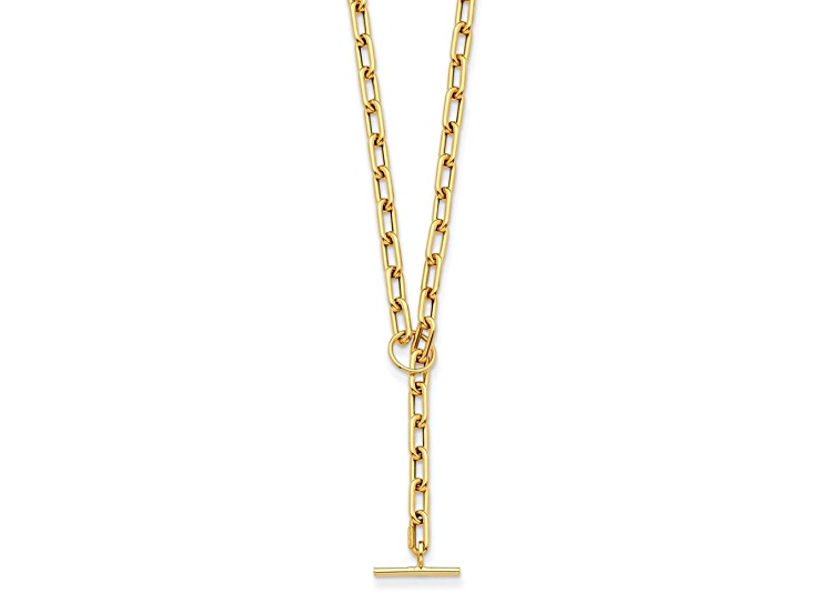 14K Yellow Gold Paperclip Y-drop 24-inch Toggle Necklace