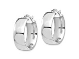 Rhodium Over 14k White Gold 13/16" High Polished Hoop Earrings