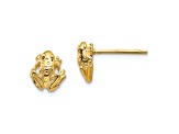 14k Yellow Gold Textured Mini Frog Stud Earrings