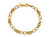 14K Yellow Gold Polished and Textured Fancy Link Bracelet