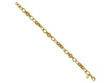 14K Yellow Gold Polished and Textured Fancy Link Bracelet