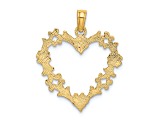 14k Yellow Gold Cut-Out and Textured Floral Heart Charm