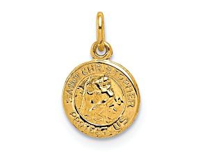 14K Yellow Gold Saint Christopher Medal Charm
