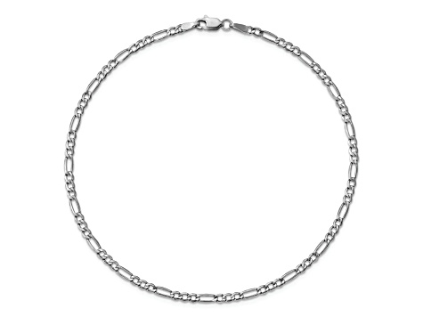 Rhodium Over 14k White Gold 2.5mm Figaro Link Bracelet, 7 Inches