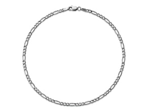 Rhodium Over 14k White Gold 2.5mm Figaro Link Bracelet, 7 Inches