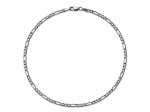 Rhodium Over 14k White Gold 2.5mm Figaro Link Bracelet, 7 Inches