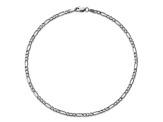 Rhodium Over 14k White Gold 2.5mm Figaro Link Bracelet, 7 Inches