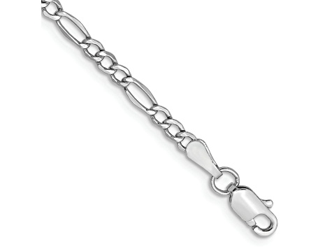 Rhodium Over 14k White Gold 2.5mm Figaro Link Bracelet, 7 Inches