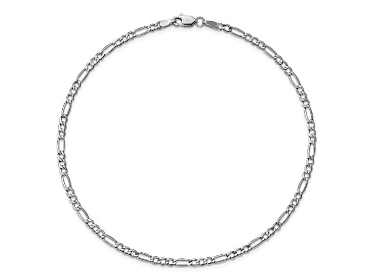 Rhodium Over 14k White Gold 2.5mm Figaro Link Bracelet, 8 Inches