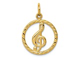 14k Yellow Gold Textured Treble Clef Pendant