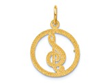 14k Yellow Gold Textured Treble Clef Pendant